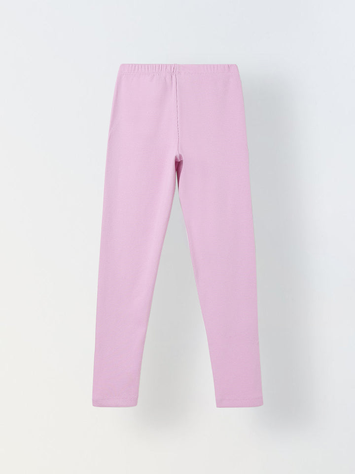Girls Lavender Ribbed Fitted Leggings
