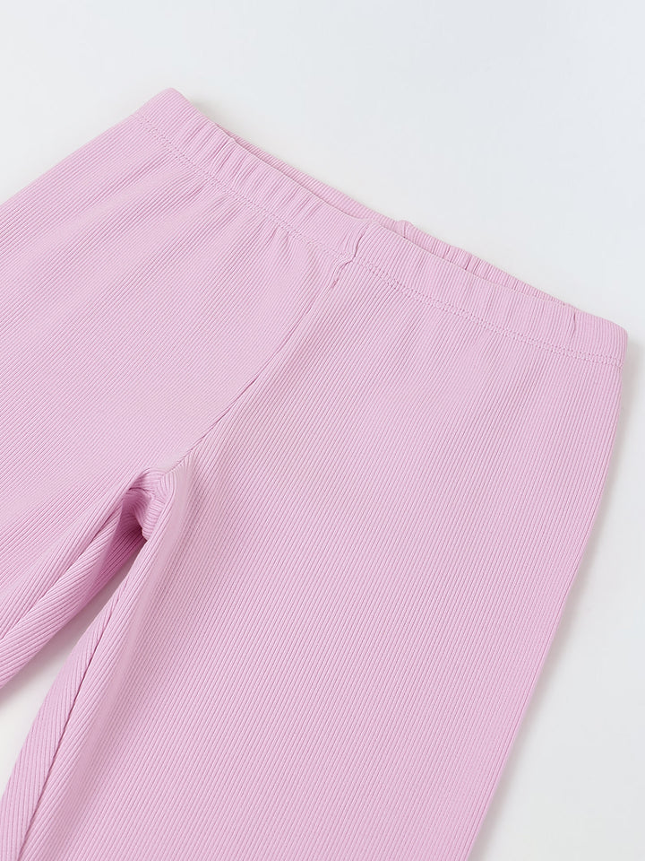 Girls Lavender Ribbed Fitted Leggings