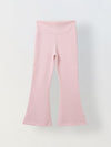 Spunkies Girls Pink Textured Floral Elasticated Waist Flared Leggings
