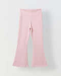 Spunkies Girls Pink Textured Floral Elasticated Waist Flared Leggings