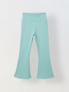 Spunkies Girls Light Green Textured Floral Elasticated Waist Flared Leggings