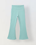 Spunkies Girls Light Green Textured Floral Elasticated Waist Flared Leggings