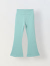 Spunkies Girls Light Green Textured Floral Elasticated Waist Flared Leggings