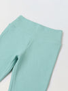 Spunkies Girls Light Green Textured Floral Elasticated Waist Flared Leggings
