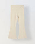Spunkies Girls Cream Textured Floral Elasticated Waist Flared Leggings