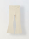 Spunkies Girls Cream Textured Floral Elasticated Waist Flared Leggings