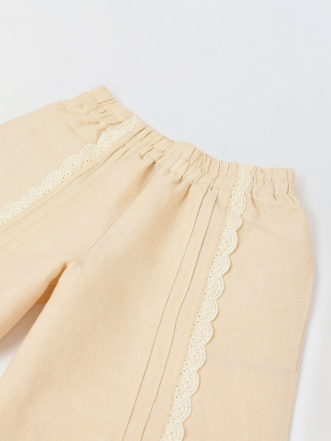 Spunkies Girls Beige Lace Detailed Elasticated Waist Trousers