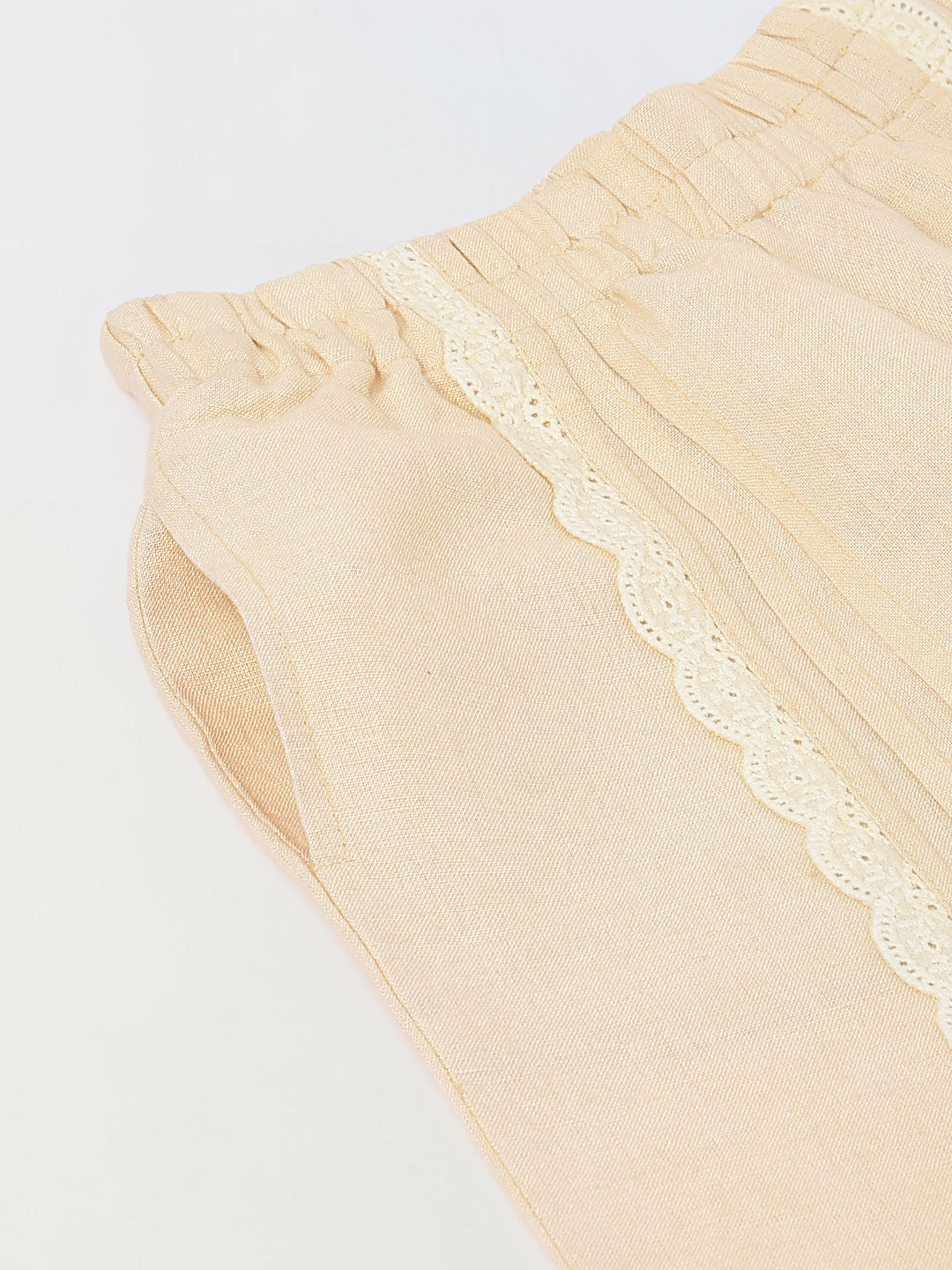 Spunkies Girls Beige Lace Detailed Elasticated Waist Trousers