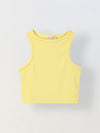 Spunkies Yellow Girls Solid Round Neck Sleeveless Tank Top