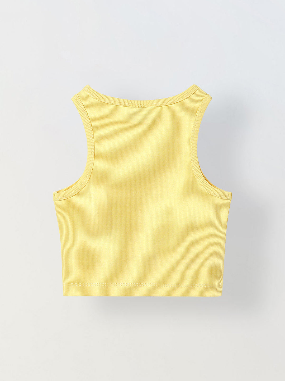 Spunkies Girls Yellow Solid Round Neck Sleeveless Tank Top