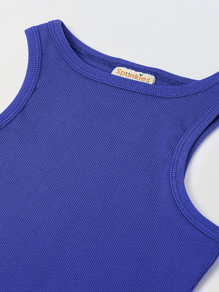 Spunkies Purple Girls Solid Round Neck Sleeveless Tank Top