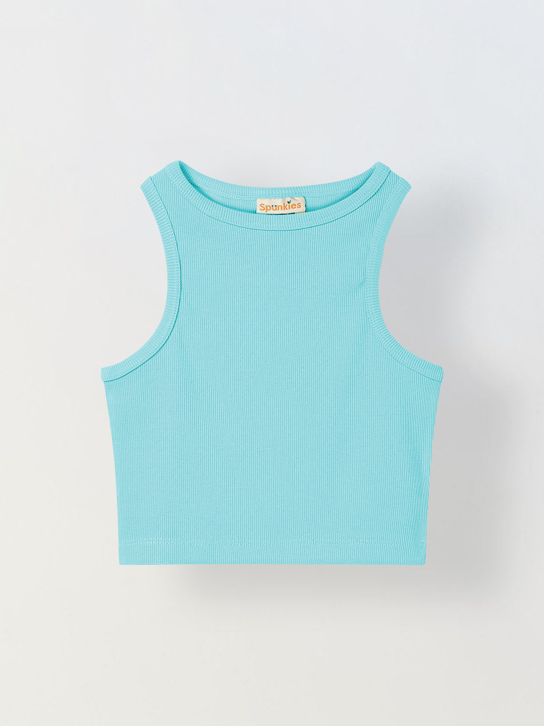 Spunkies Aqua Girls Solid Round Neck Sleeveless Tank Top