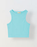 Spunkies Aqua Girls Solid Round Neck Sleeveless Tank Top