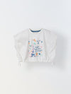 Spunkies White Girls Printed Crew Neck Sleeveless Top
