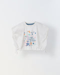 Spunkies White Girls Printed Crew Neck Sleeveless Top