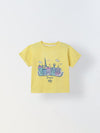 Spunkies Yellow Girls Graphic Print Round Neck Short Sleeves Top
