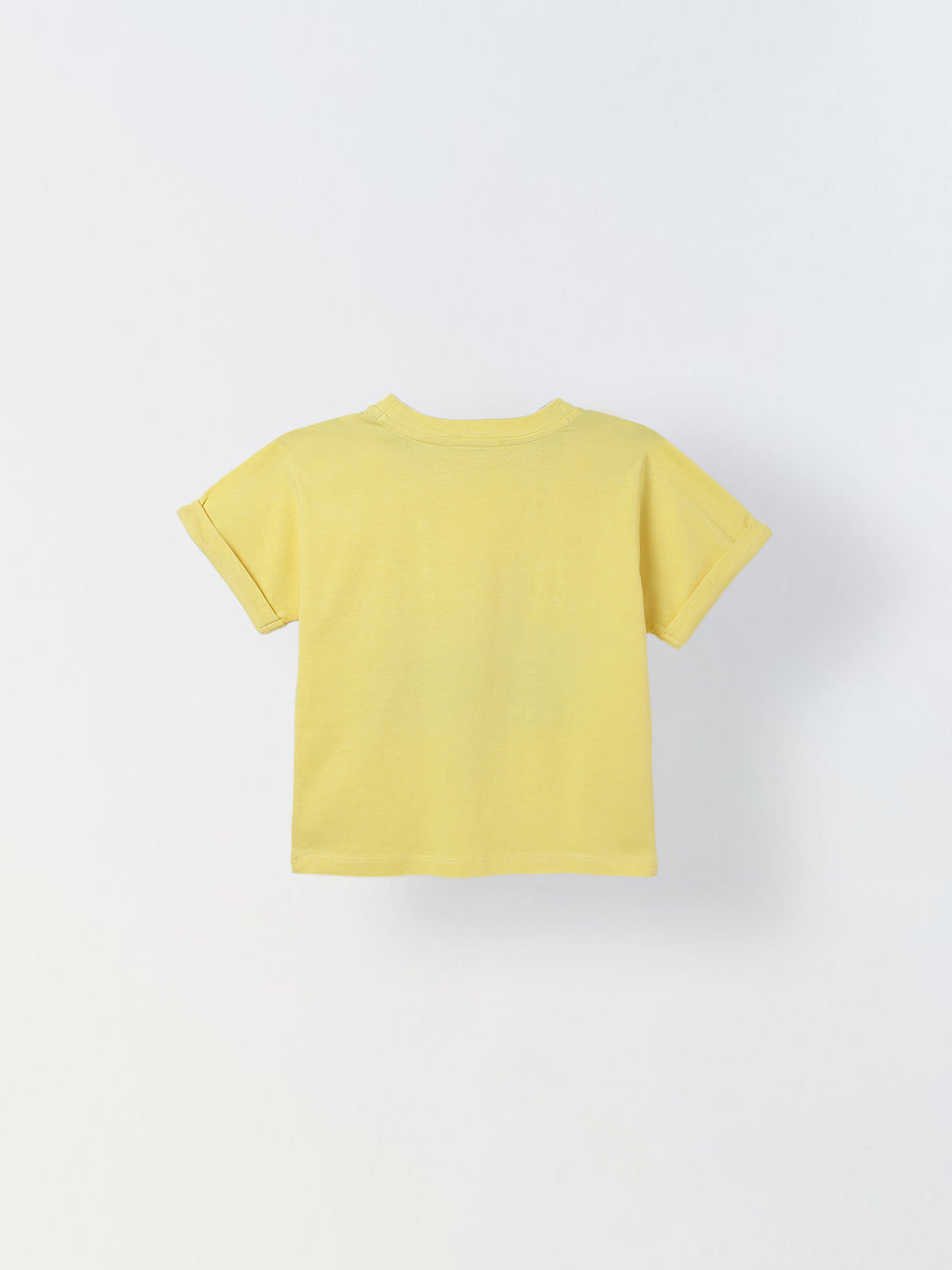 Spunkies Yellow Girls Graphic Print Round Neck Short Sleeves Top