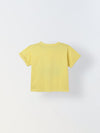 Spunkies Yellow Girls Graphic Print Round Neck Short Sleeves Top