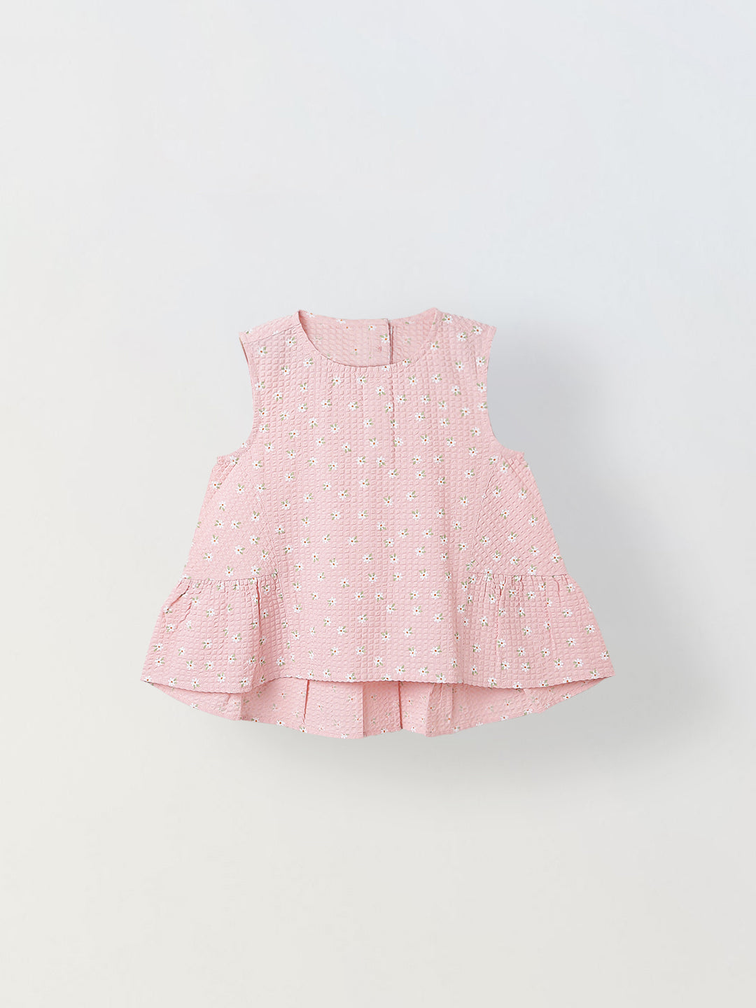 Spunkies Girls Pink Seersucker 100% Cotton Sleeveless  Top
