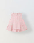 Spunkies Girls Pink Seersucker 100% Cotton Sleeveless  Top