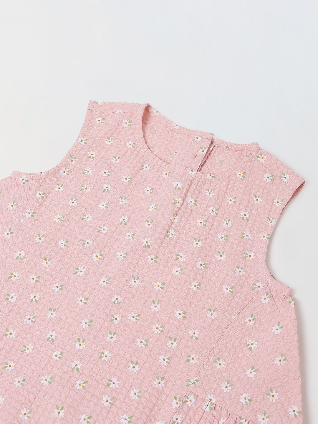 Spunkies Girls Pink Seersucker 100% Cotton Sleeveless  Top