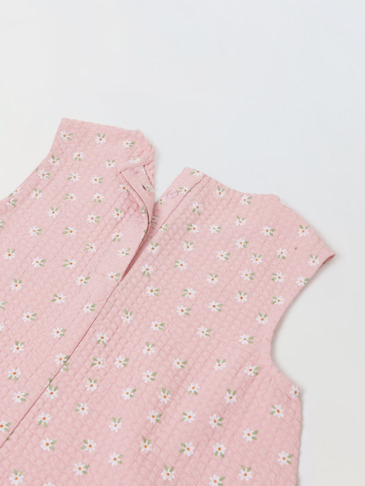 Spunkies Girls Pink Seersucker 100% Cotton Sleeveless  Top