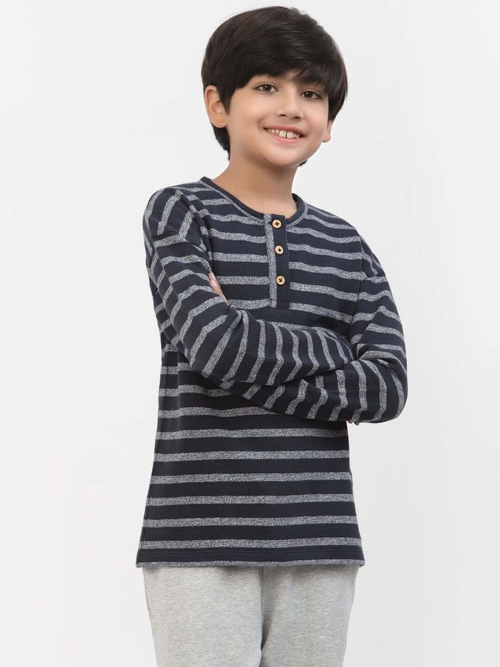 Spunkies Boys Winter Stripe Printed Tshirt