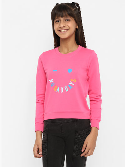 Spunkies-Girls-All-About-Day-Printed-Sweatshirt-Pink