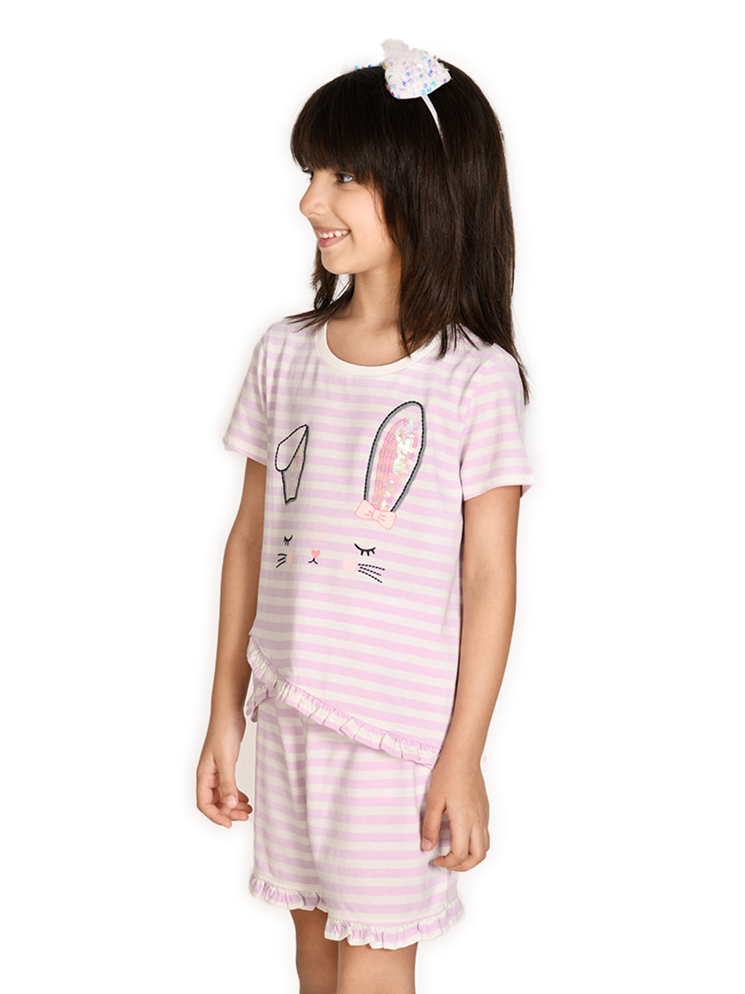 Sunshine Stripe Baby Girl Night Dress Design Set