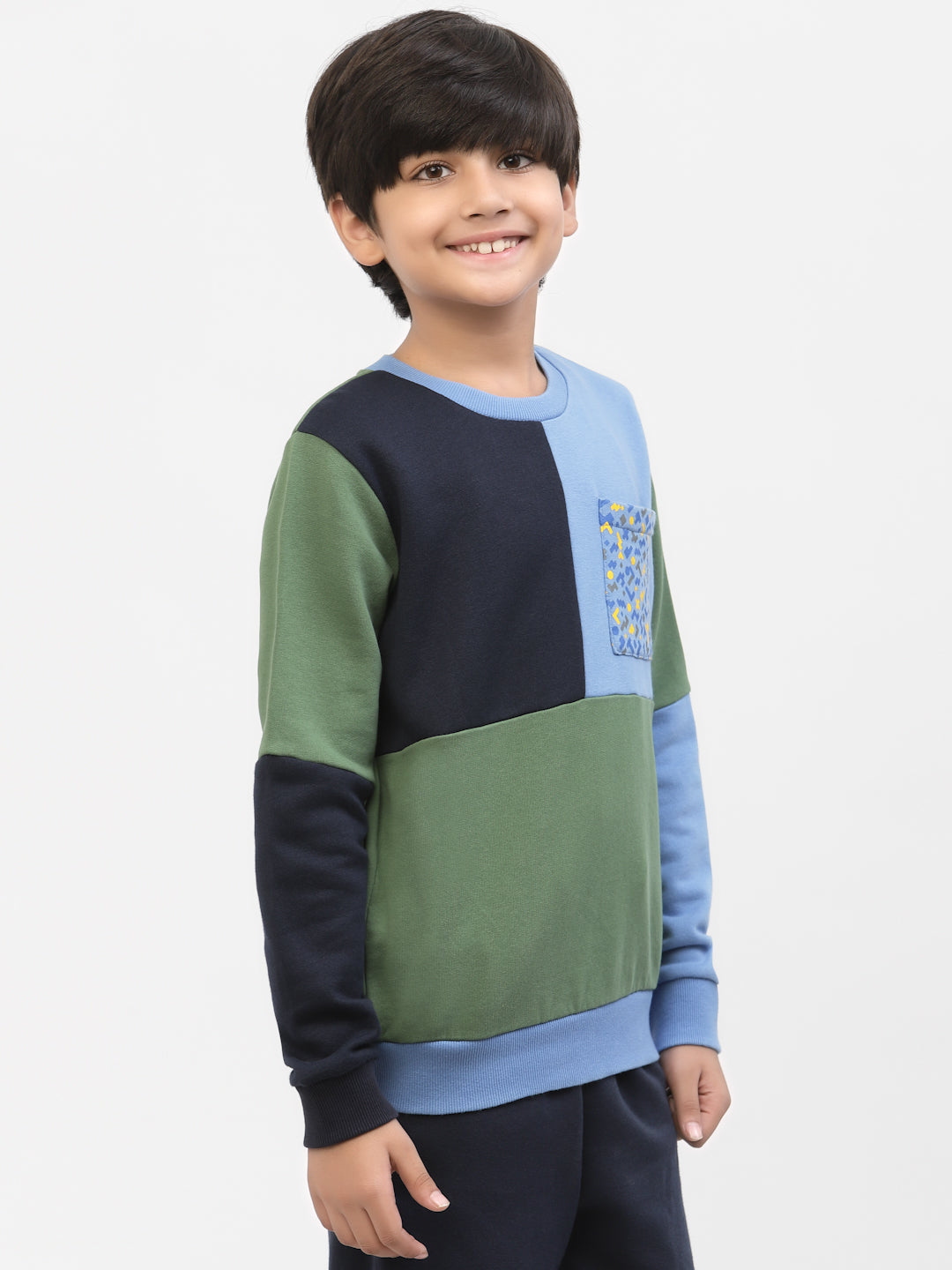 Spunkies Boys Winter Multi-Colour Print Sweatshirt Blue