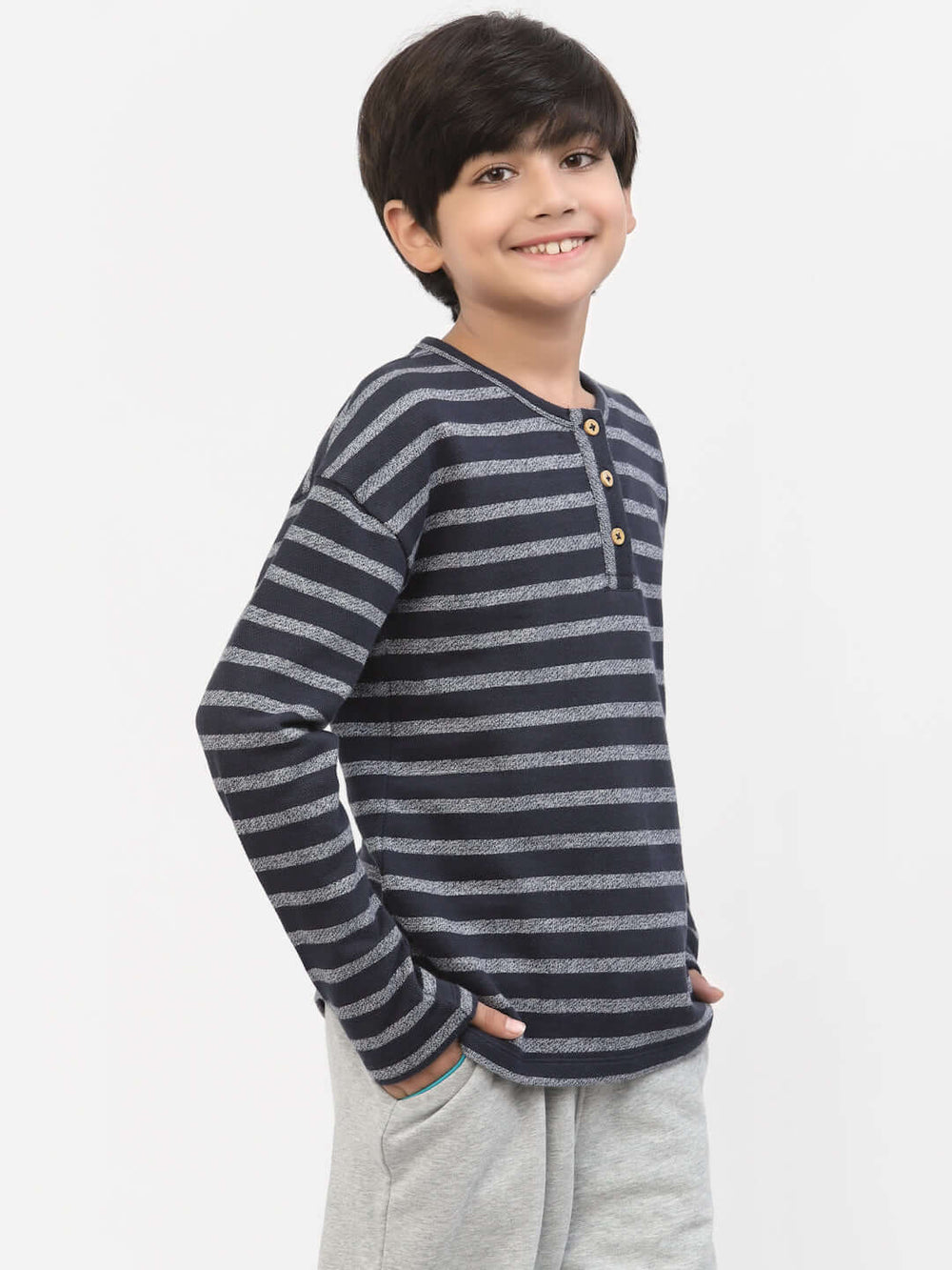 Spunkies Boys Winter Stripe Printed Tshirt