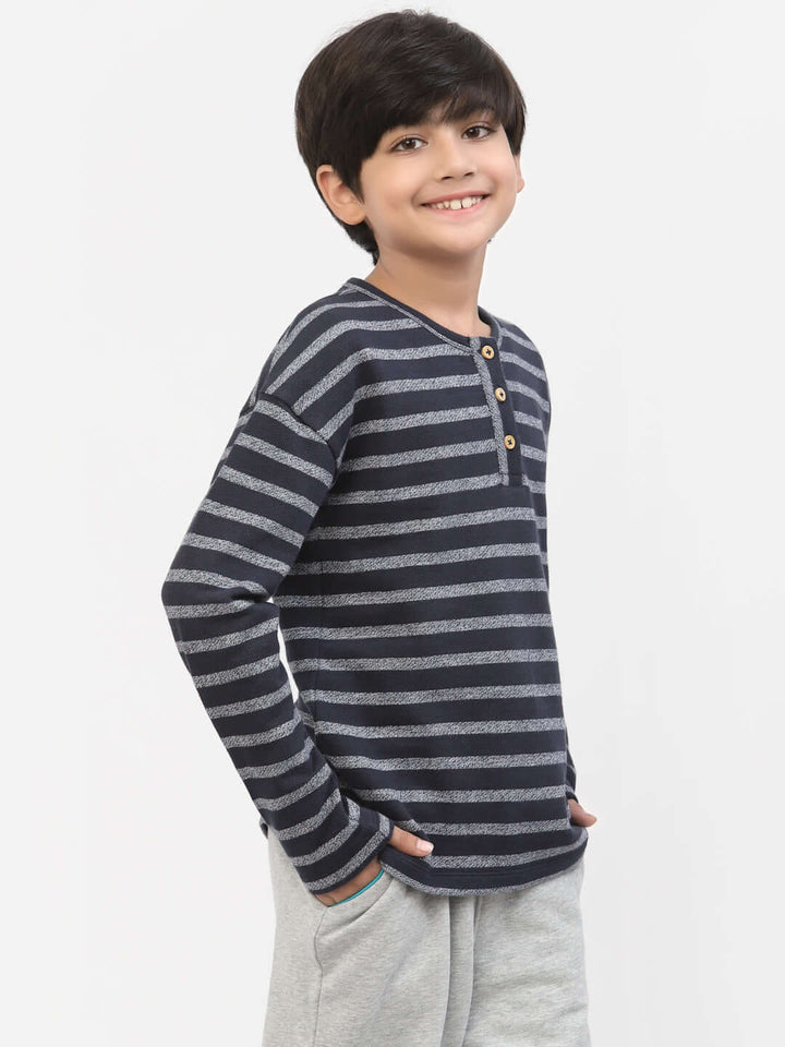 Spunkies Boys Winter Stripe Printed Tshirt