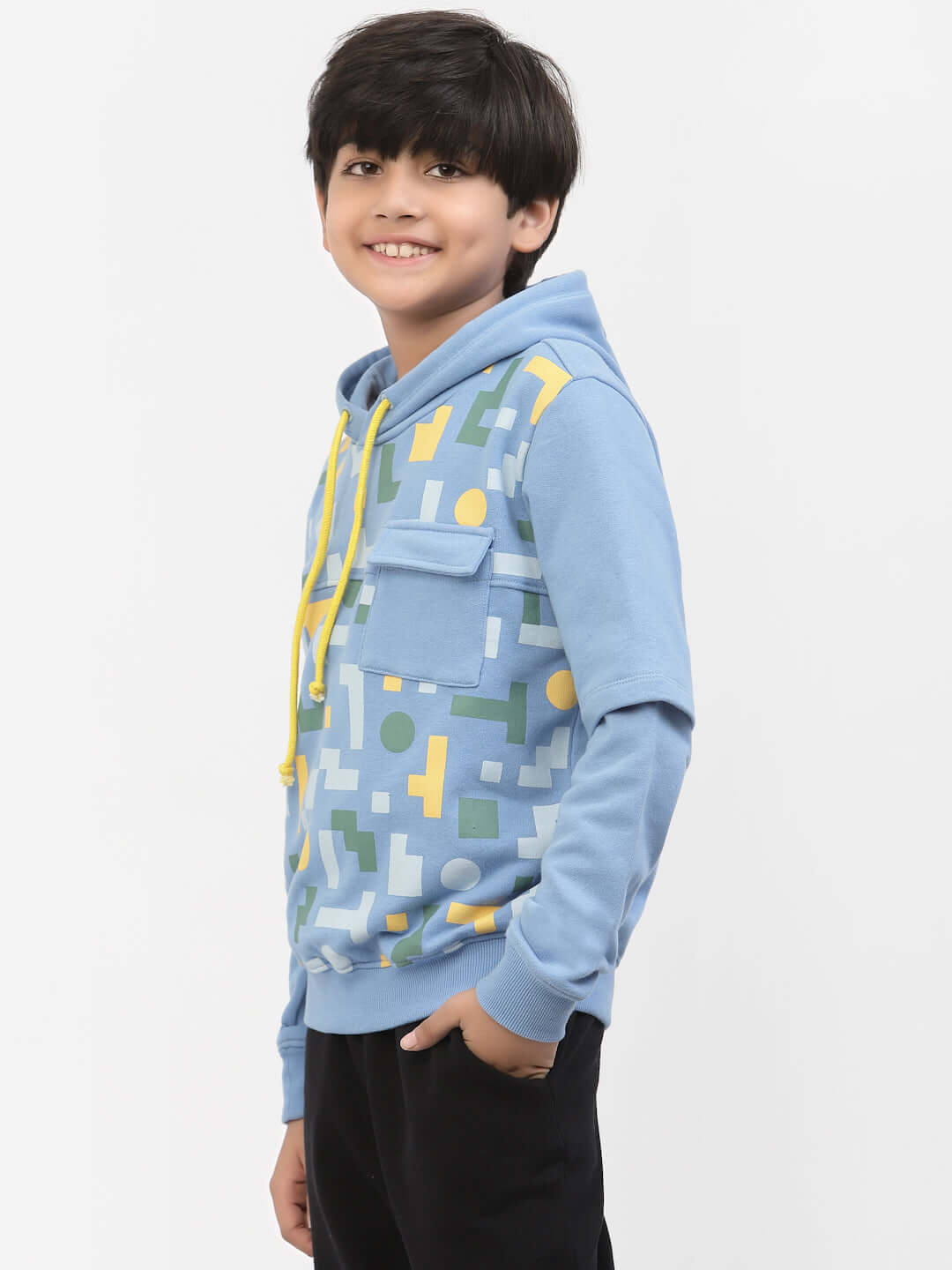 Buy Spunkies Boys Winter Colour Block Hoodie Blue Online