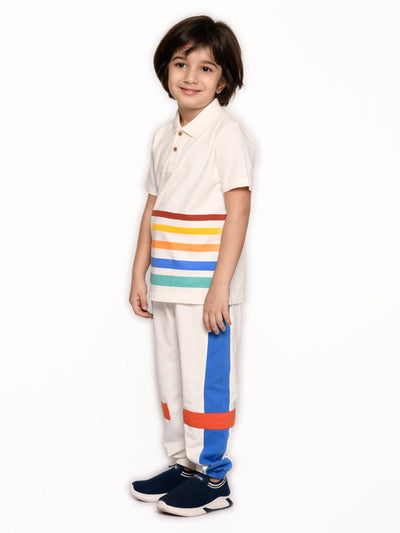 Rainbow Stripe Polo Tshirt For Boys
