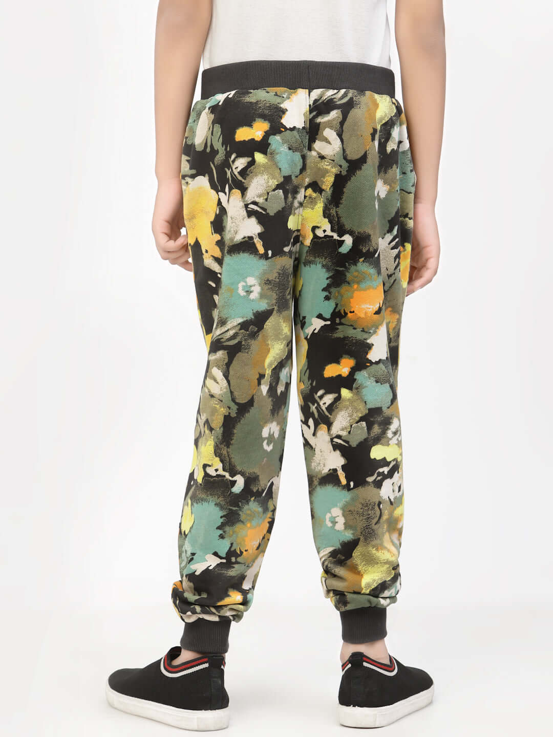 Spunkies Organic Flower Printed Boy Jogger- Yellow