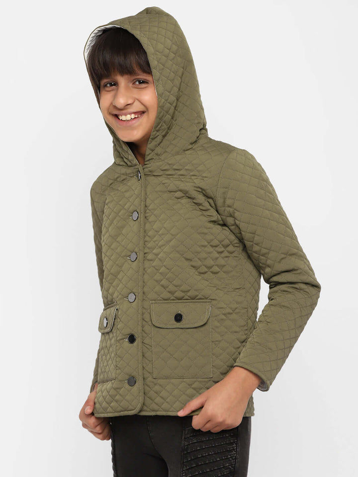 Spunkies-Girls-Full-Sleeve-Jacket-Olive