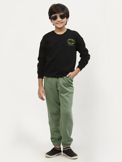 Spunkies-Boys-Chest-Logo-Printed-Sweatshirt-Black