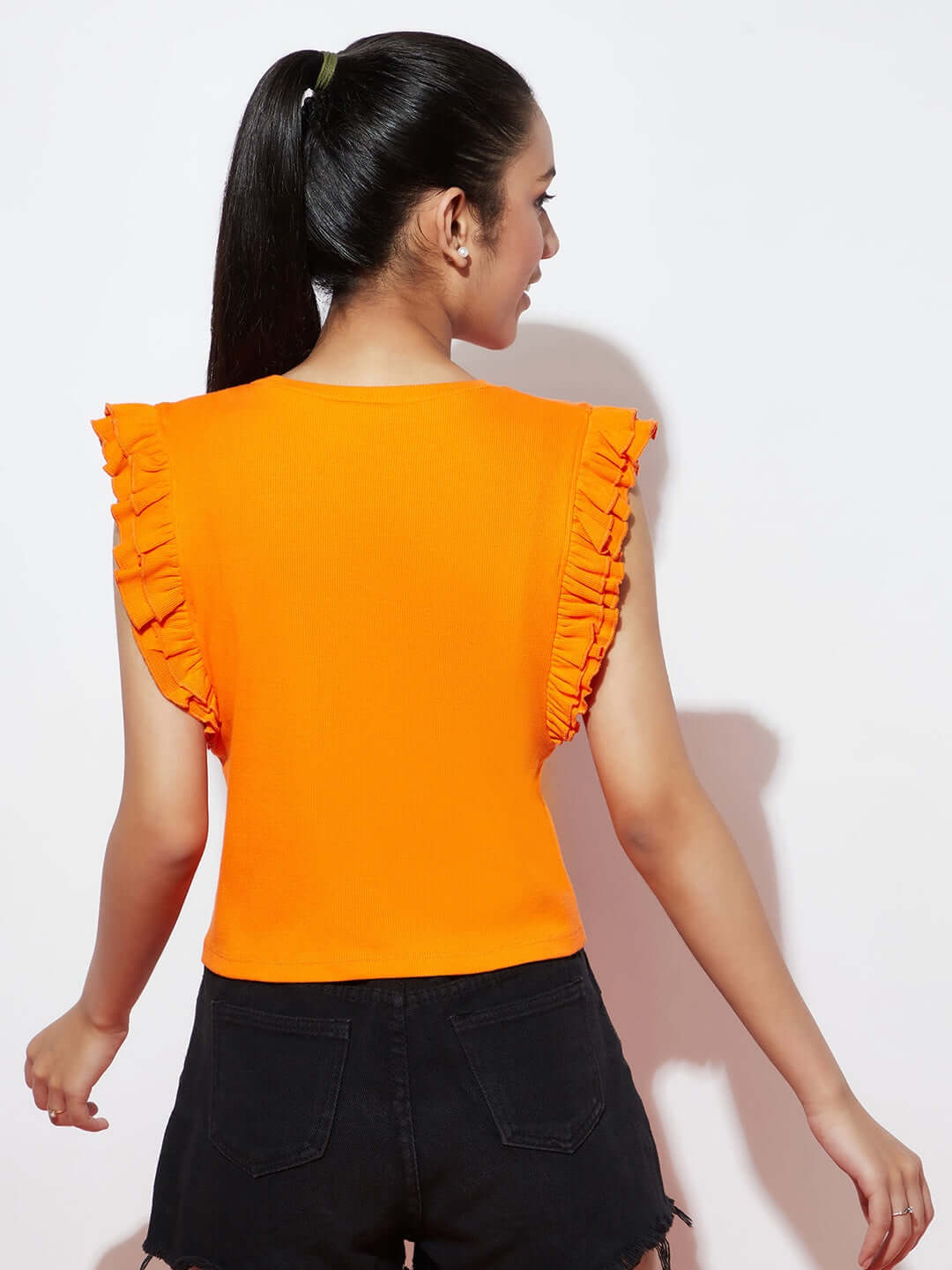 Girls Ribbed Orange Top