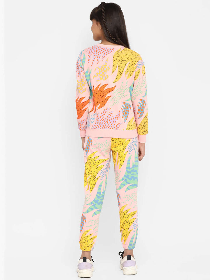 All-Over-Printed-Sweatshirt & Jogger-Set-Pink