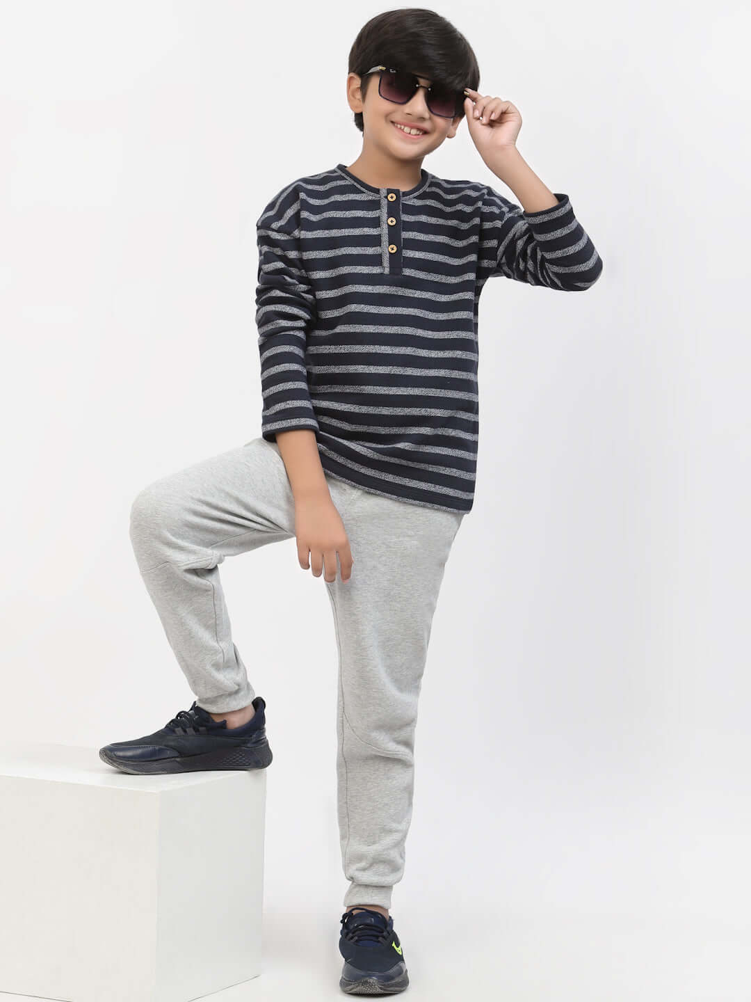 Spunkies Boys Winter Stripe Printed Tshirt