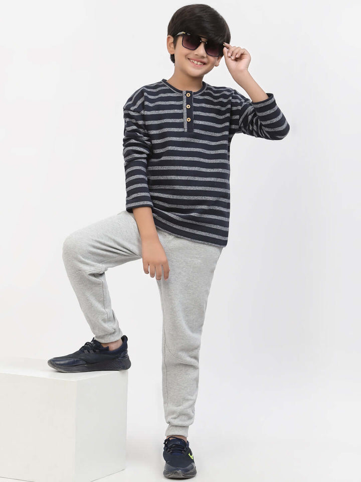 Spunkies Boys Winter Stripe Printed Tshirt
