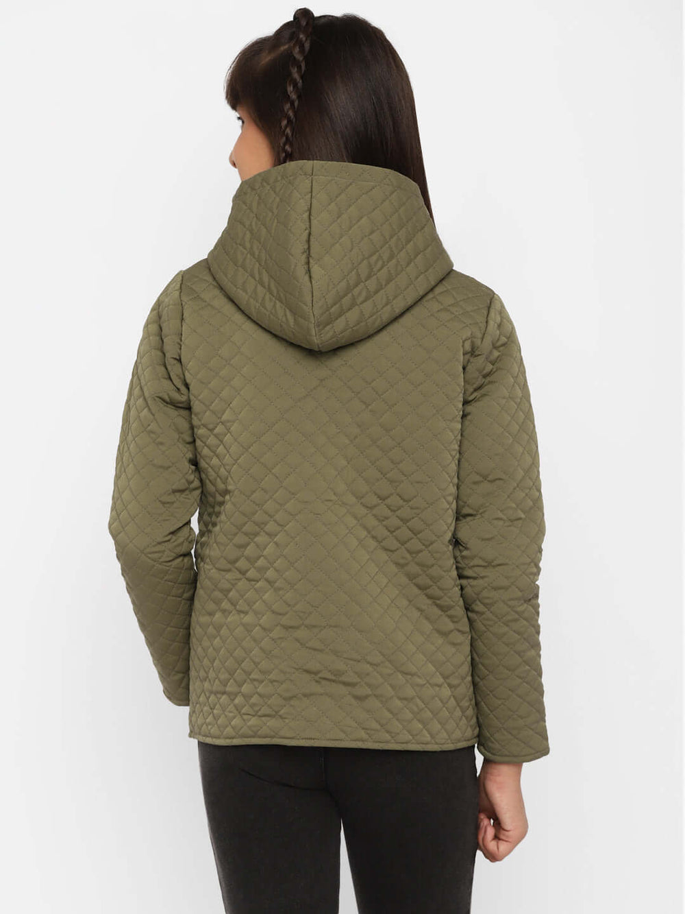 Spunkies-Girls-Full-Sleeve-Jacket-Olive