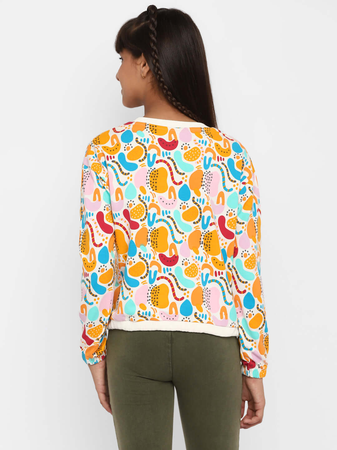 Spunkies-Girls-All-Over-Printed-Sweatshirt-Orange