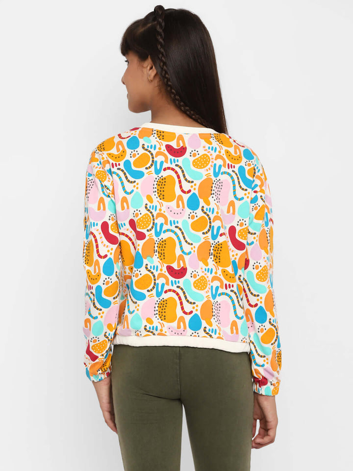 Spunkies-Girls-All-Over-Printed-Sweatshirt-Orange