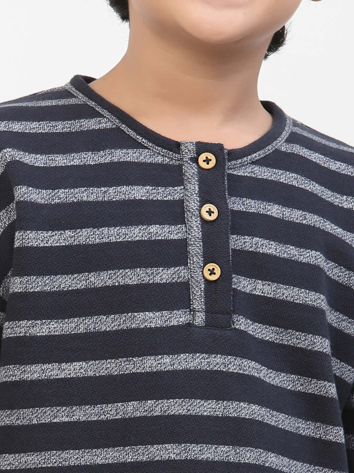 Spunkies Boys Winter Stripe Printed Tshirt