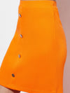 Stretch Ribbed Orange Button Skirt