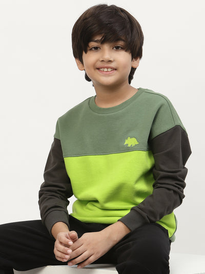Spunkies-Boys-Chest-Logo-Printed-Sweatshirt-Green