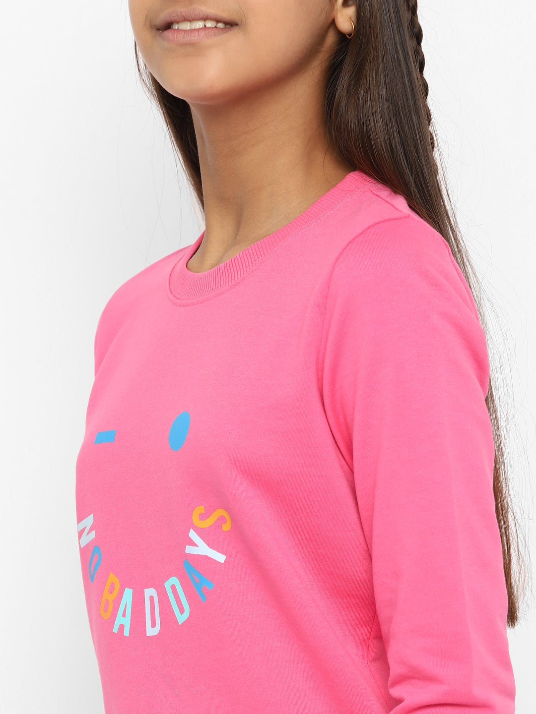 Spunkies-Girls-All-About-Day-Printed-Sweatshirt-Pink