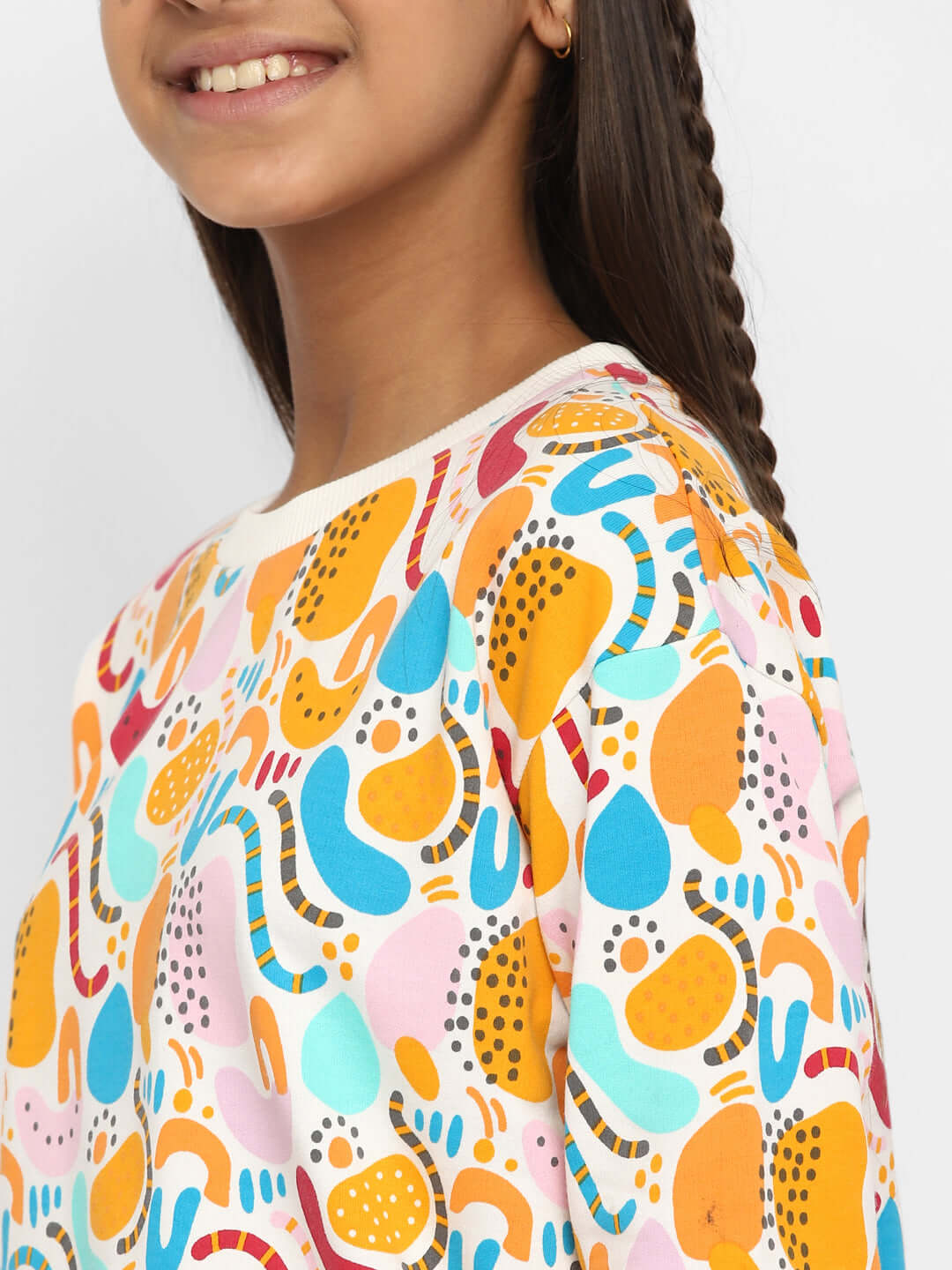 Spunkies-Girls-All-Over-Printed-Sweatshirt-Orange