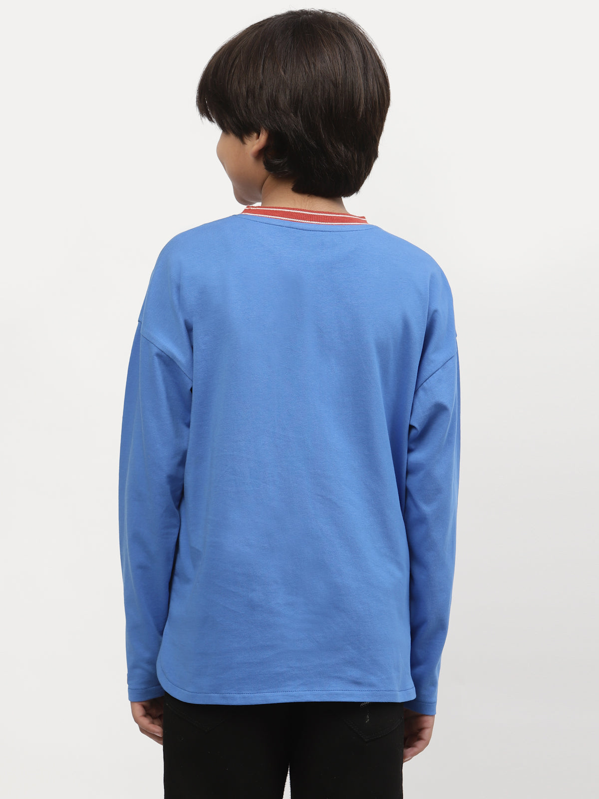 Spunkies Boys Winter Chest Pocket Printed Tshirt-Blue